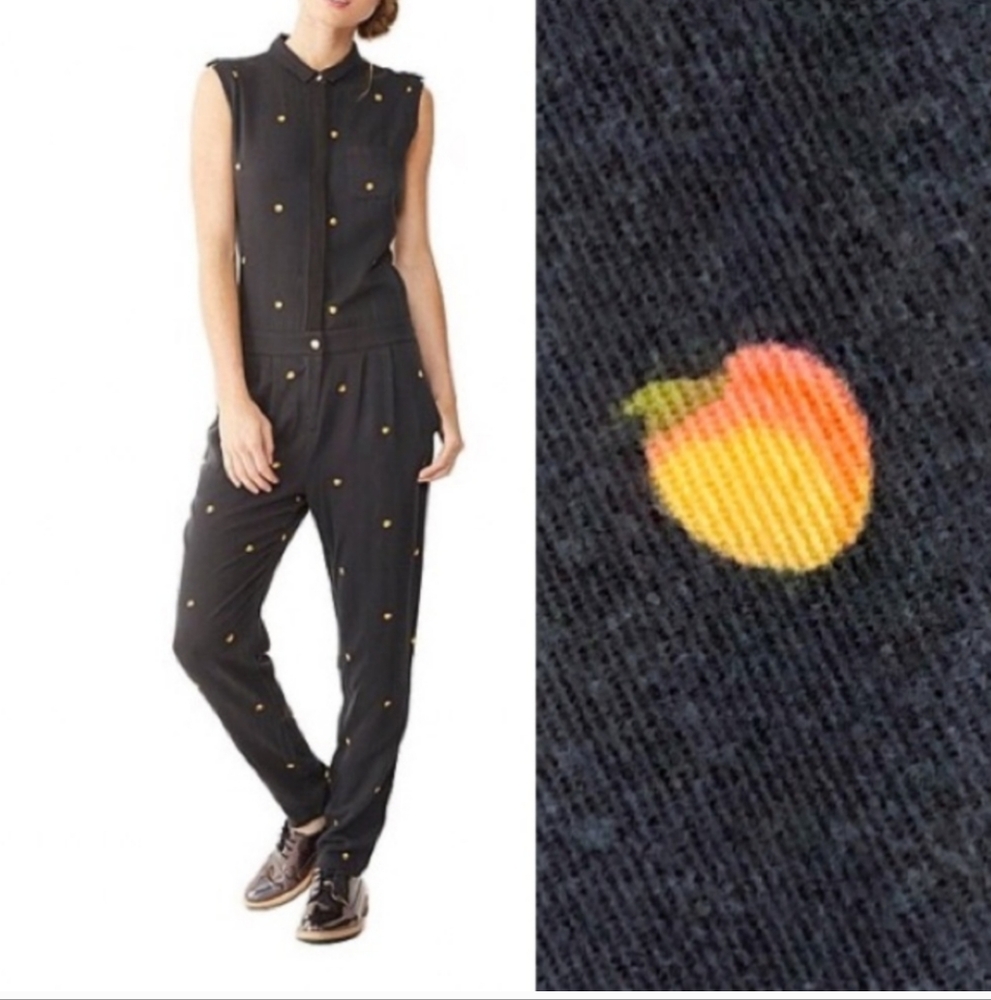 alternative apparel - Black Ditsy Peach Rayon Twill Jumpsuit | Small